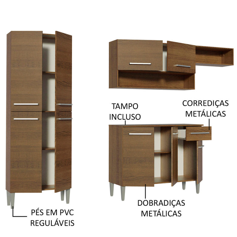 Armário de Cozinha Compacta Rustic Emilly Top Madesa