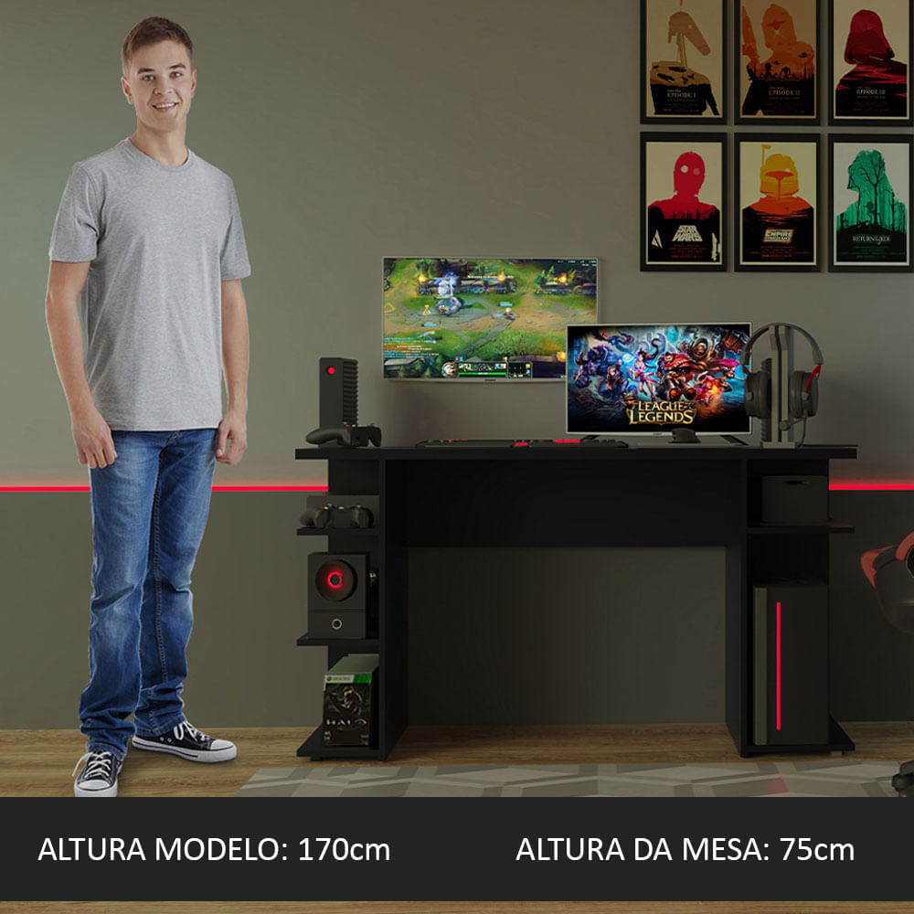 Mesa para Computador Gamer Madesa 9409 Preto