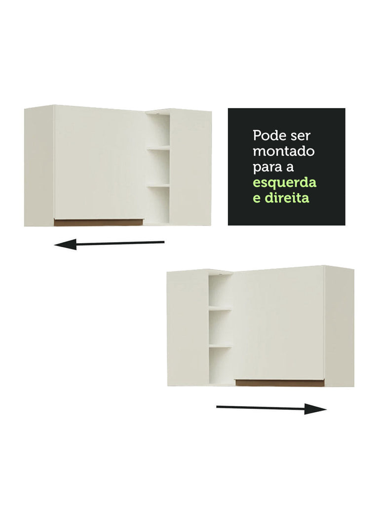 Armário Aéreo de Canto Madesa Reims 1 Porta e Adega Branco