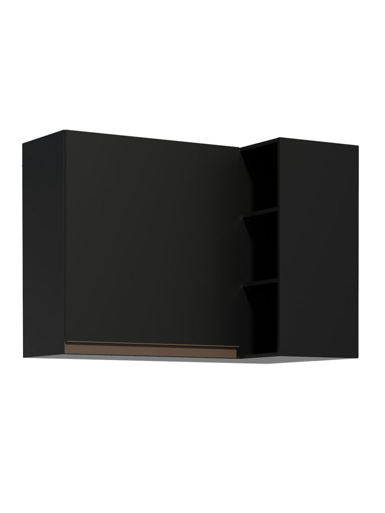 Armário Aéreo de Canto Madesa Reims 1 Porta e Adega Preto