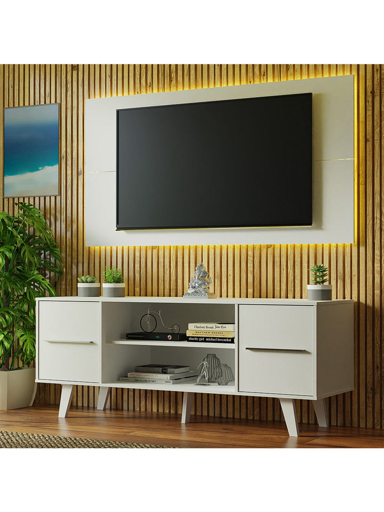 Rack Madesa Copenhagen e Painel para TV até 55 Polegadas Branco