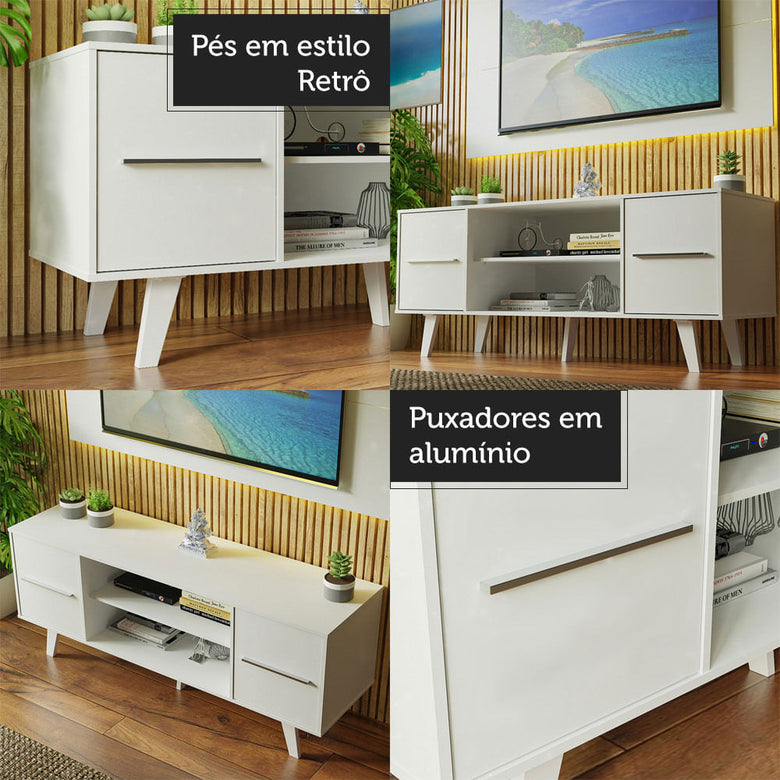 Rack Madesa Copenhagen e Painel para TV até 55 Polegadas Branco