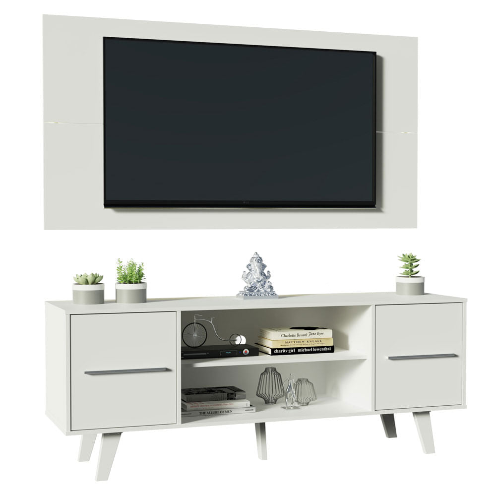 Rack Madesa Copenhagen e Painel para TV até 55 Polegadas Branco - Branco