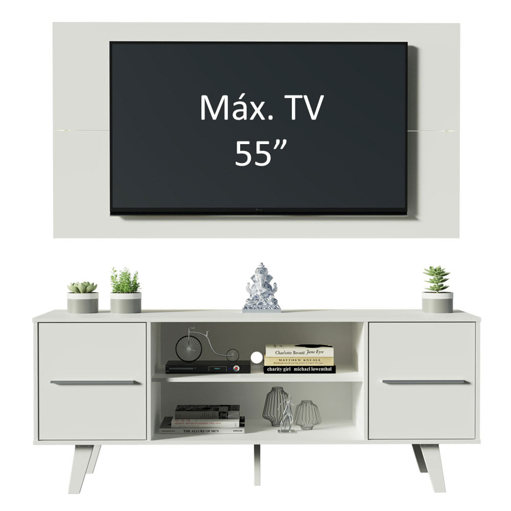Rack Madesa Copenhagen e Painel para TV até 55 Polegadas Branco