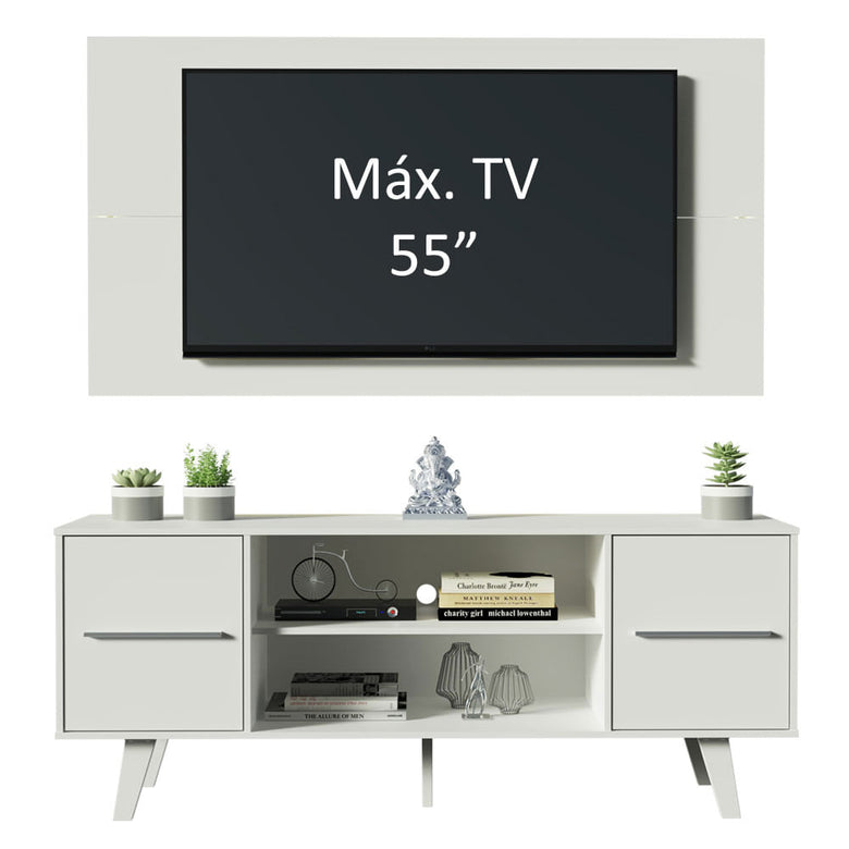 Rack Madesa Copenhagen e Painel para TV até 55 Polegadas Branco