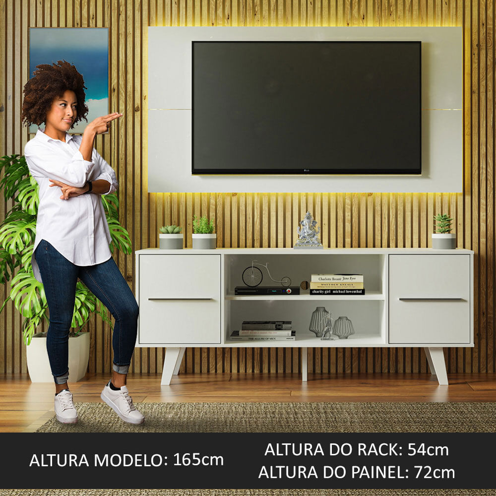 Rack Madesa Copenhagen e Painel para TV até 55 Polegadas Branco