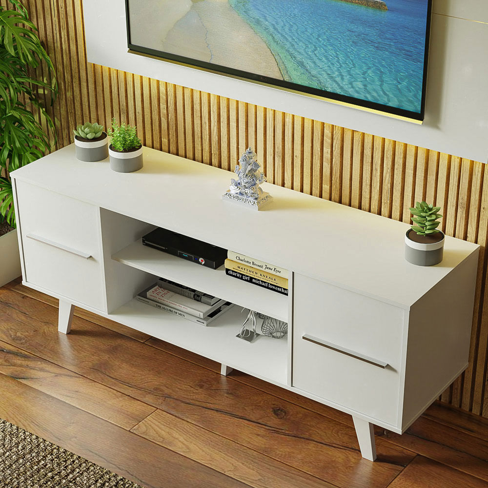 Rack Madesa Copenhagen e Painel para TV até 55 Polegadas Branco