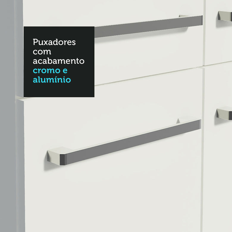 Armário de Cozinha Completa 261cm Branco Emilly Hit Madesa