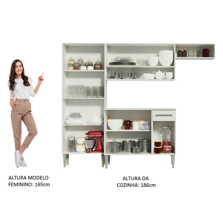 Armário de Cozinha Compacta Branco Emilly Top Madesa