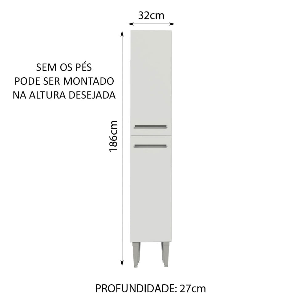 Paneleiro Madesa Emilly 2 Portas Branco - Branco