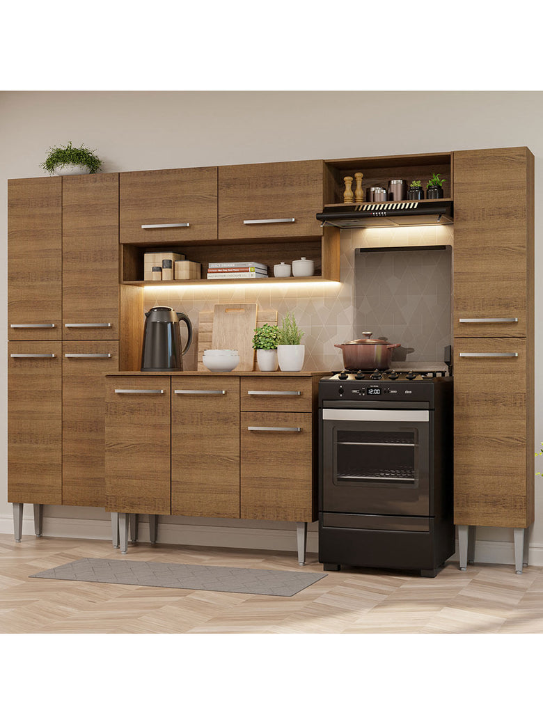 Armário de Cozinha Completa 261cm Rustic Emilly Hit Madesa