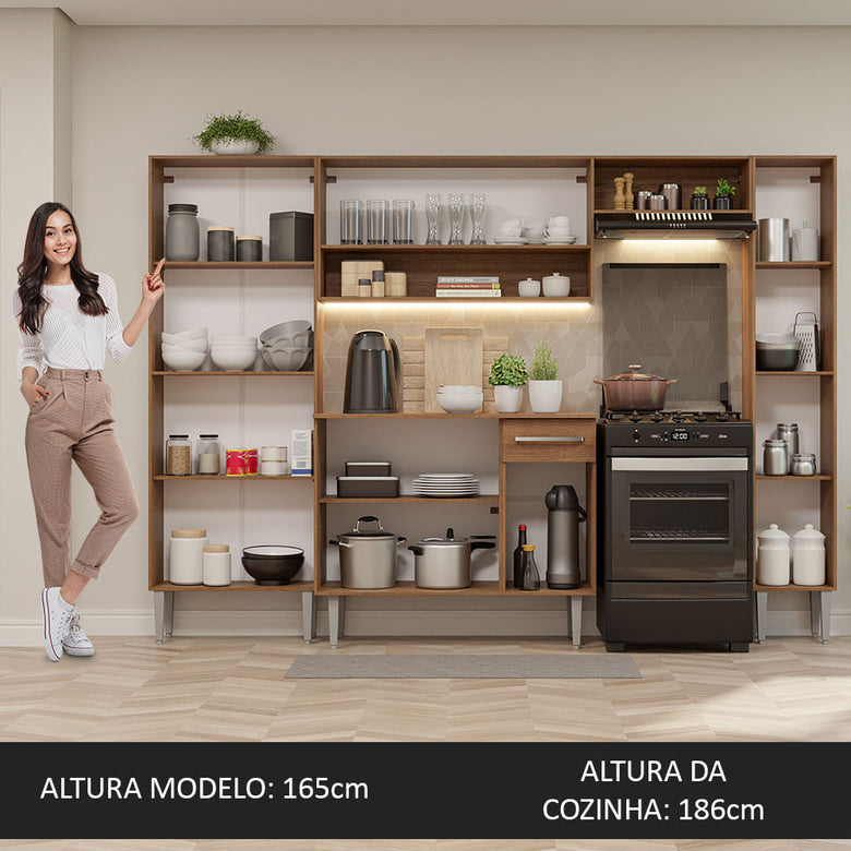 Armário de Cozinha Completa 261cm Rustic Emilly Hit Madesa
