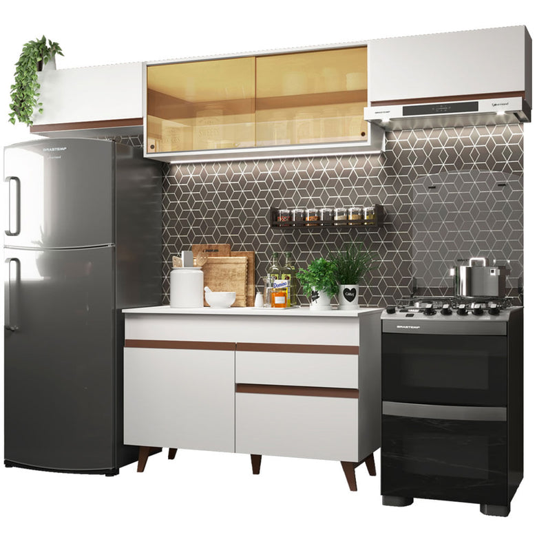 Armário de Cozinha Compacta Reims 260cm Branco Reims Madesa 03