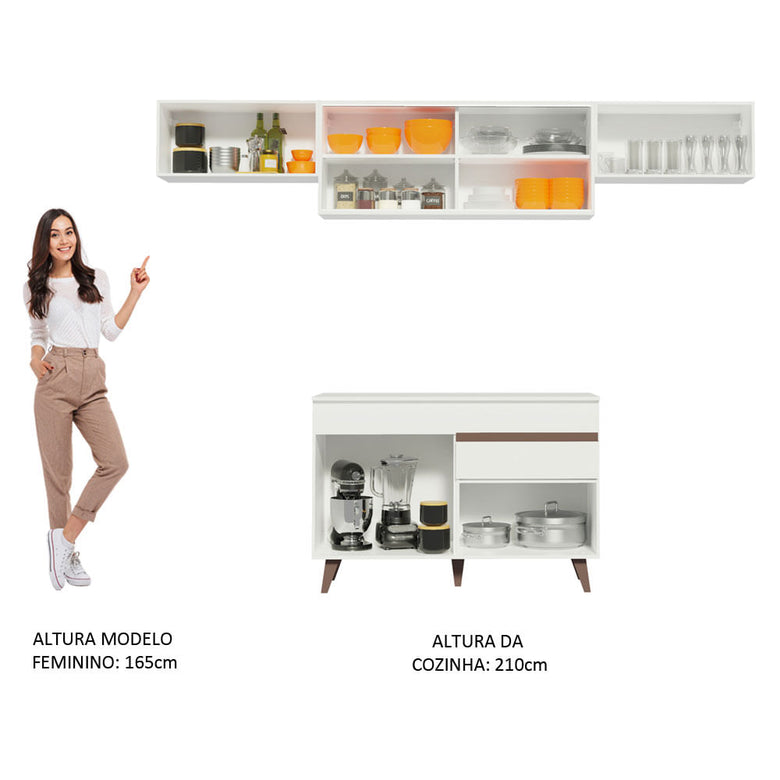 Armário de Cozinha Compacta Reims 260cm Branco Reims Madesa 03