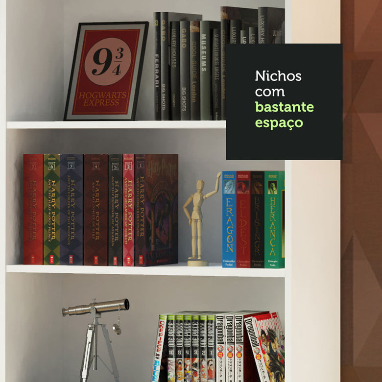 Estante Livreiro Madesa 6908 com 6 Nichos Branco