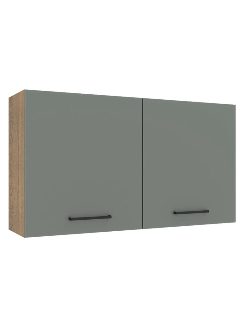 Armário Aéreo Madesa Agata 120 cm 2 Portas Rustic/Cinza