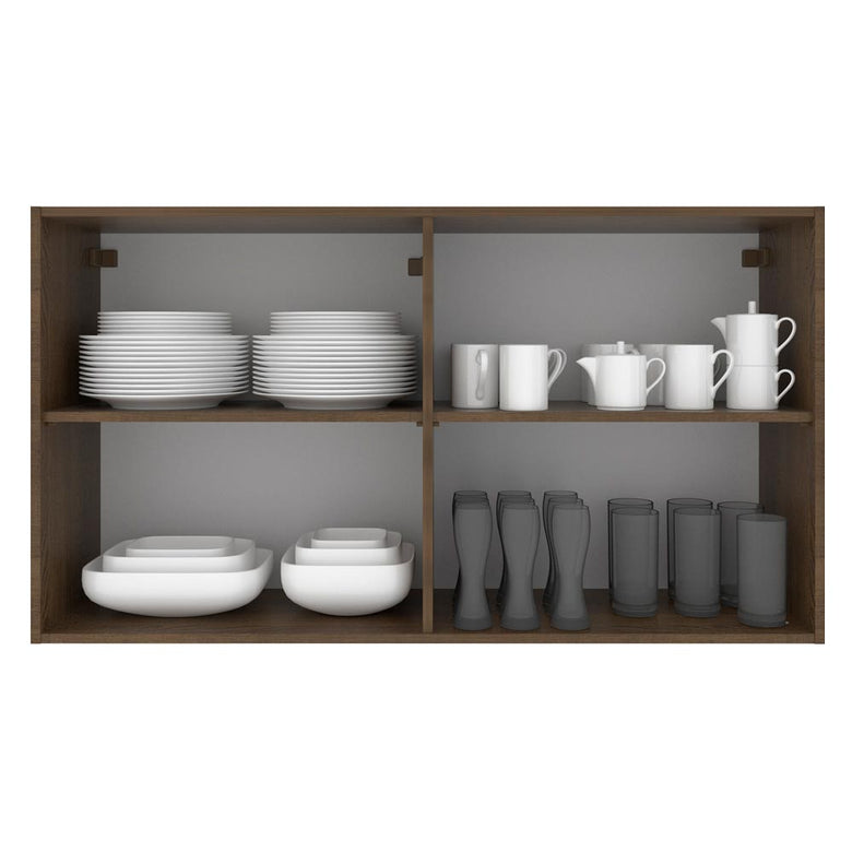 Armário Aéreo Madesa Agata 120 cm 2 Portas Rustic/Cinza