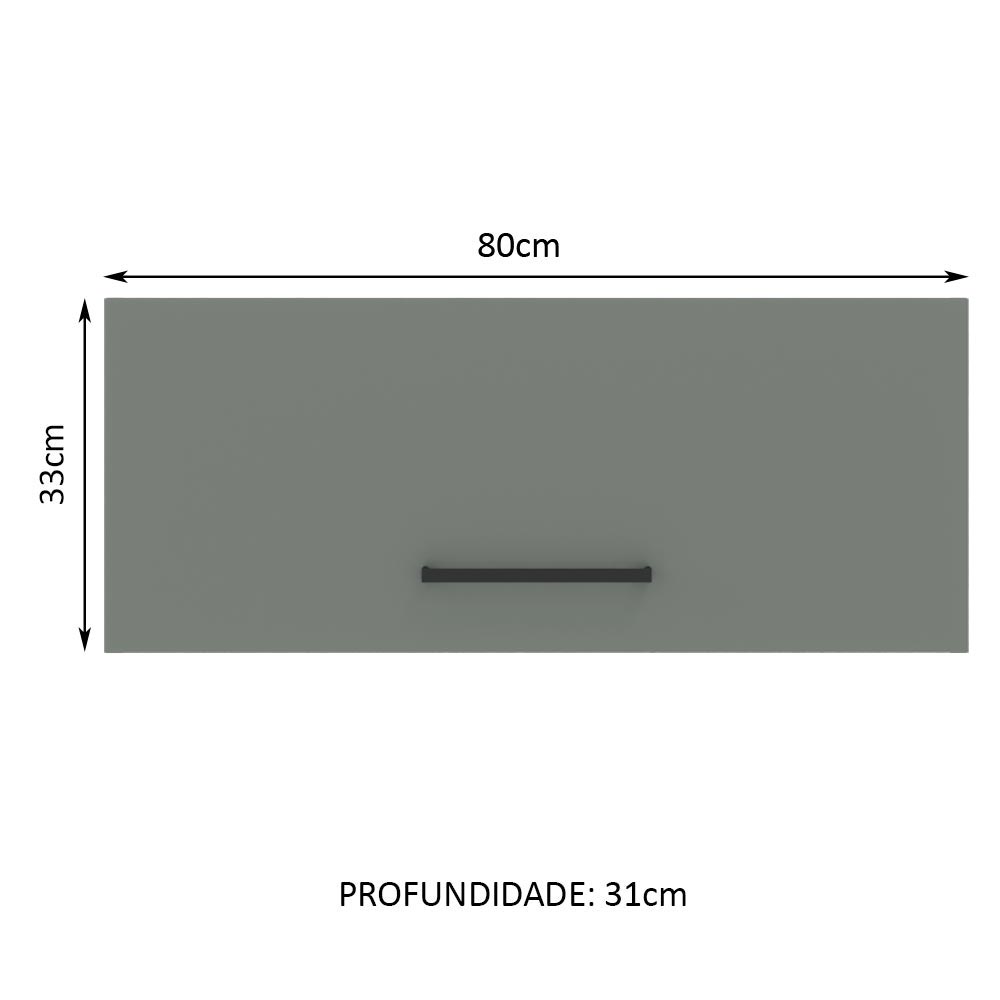 Armário Aéreo Madesa Agata 80 cm 1 Porta Basculante Rustic/Cinza - Rustic/Cinza