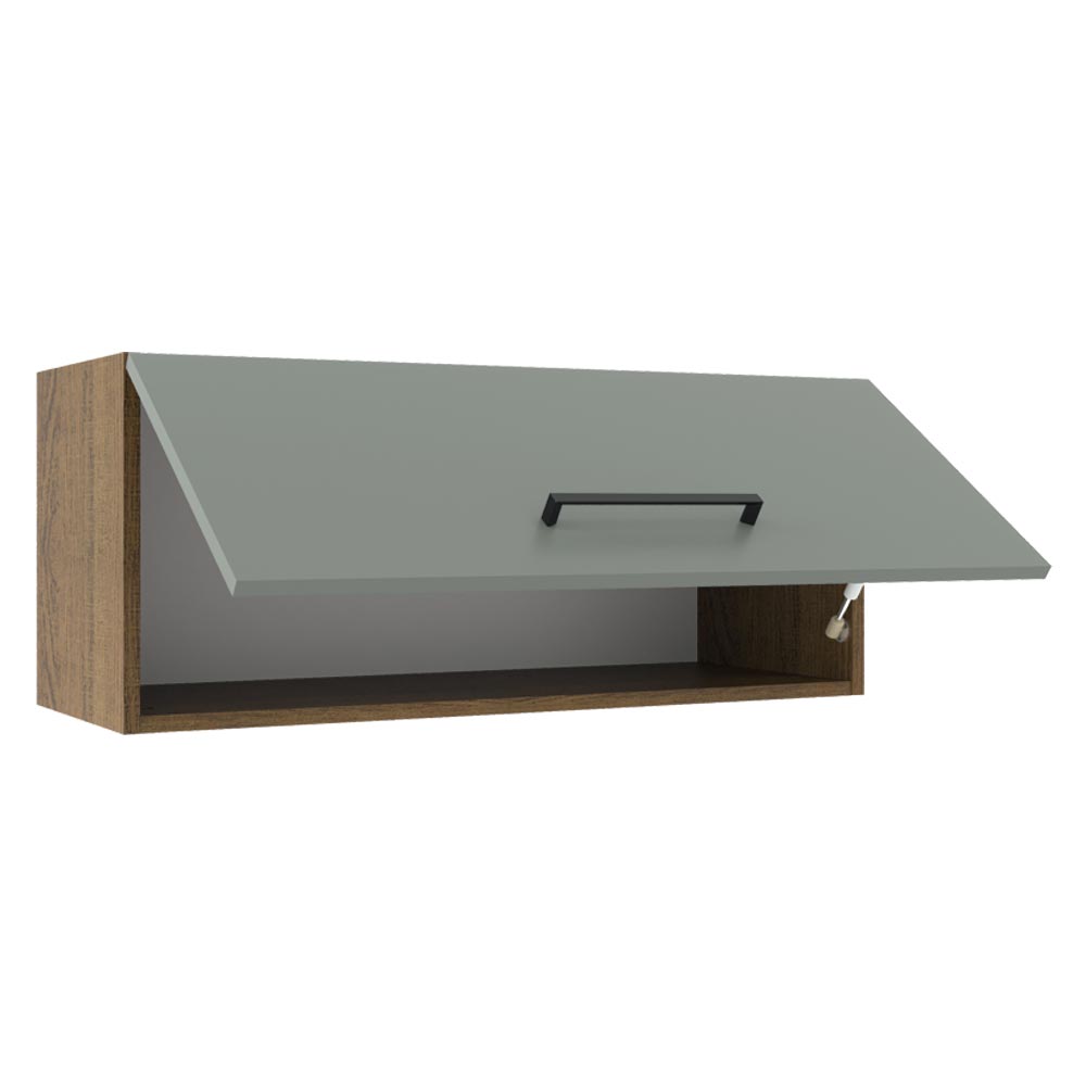 Armário Aéreo Madesa Agata 80 cm 1 Porta Basculante Rustic/Cinza