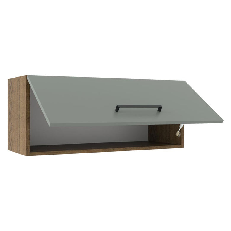 Armário Aéreo Madesa Agata 80 cm 1 Porta Basculante Rustic/Cinza