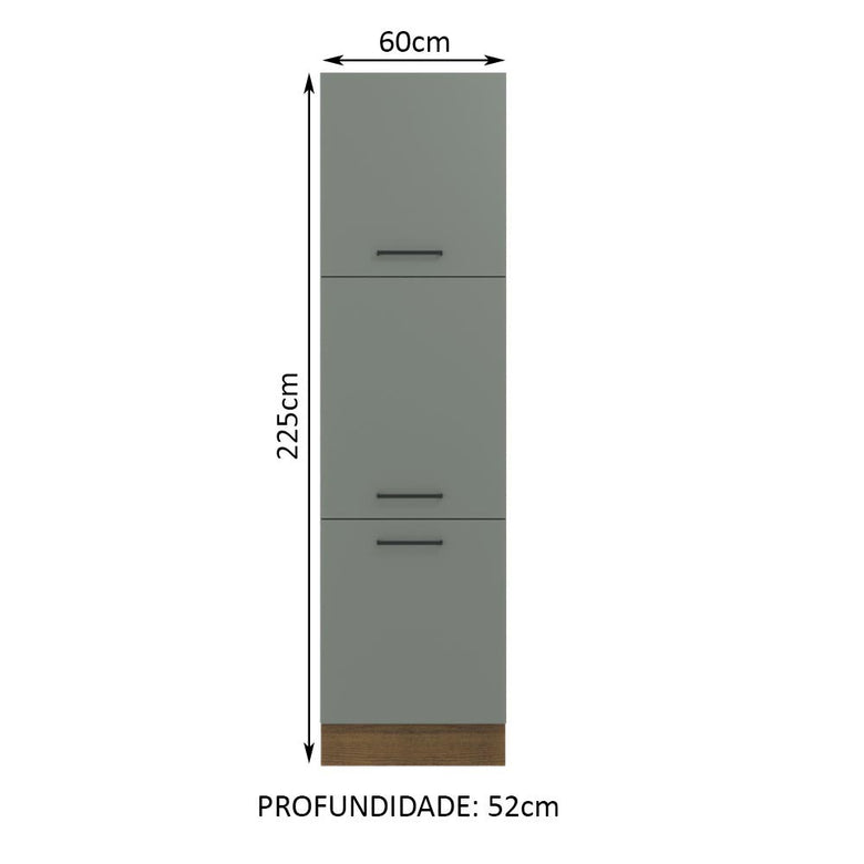 Paneleiro Madesa Agata 60 cm 3 Portas Rustic/Cinza