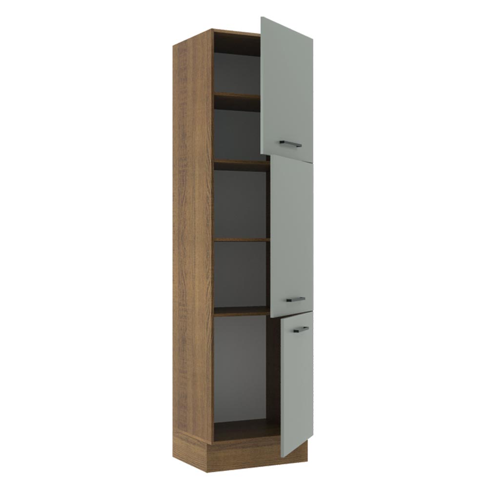 Paneleiro Madesa Agata 60 cm 3 Portas Rustic/Cinza