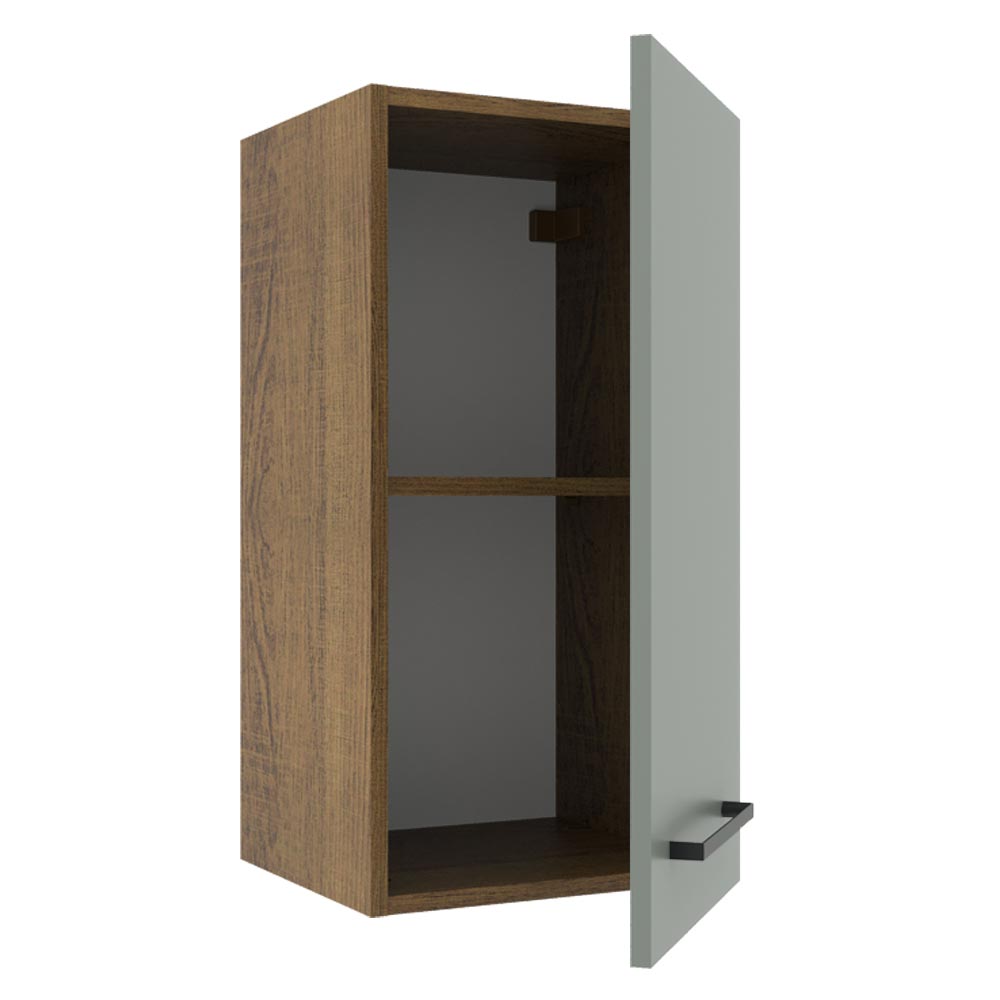 Armário Aéreo Madesa Agata 35 cm 1 Porta Rustic/Cinza