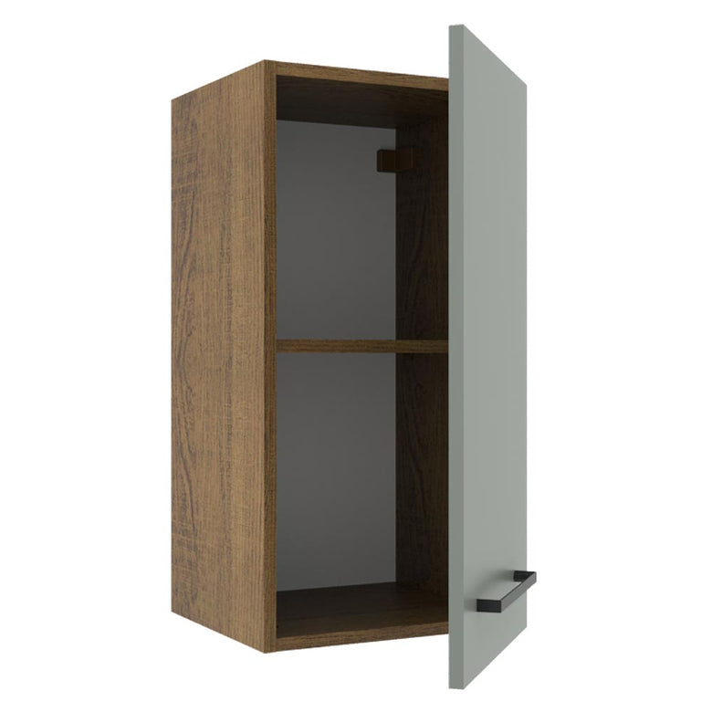 Armário Aéreo Madesa Agata 35 cm 1 Porta Rustic/Cinza