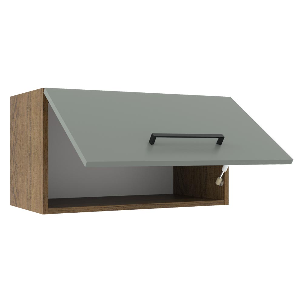 Armário Aéreo Madesa Agata 60 cm 1 Porta Basculante Rustic/Cinza