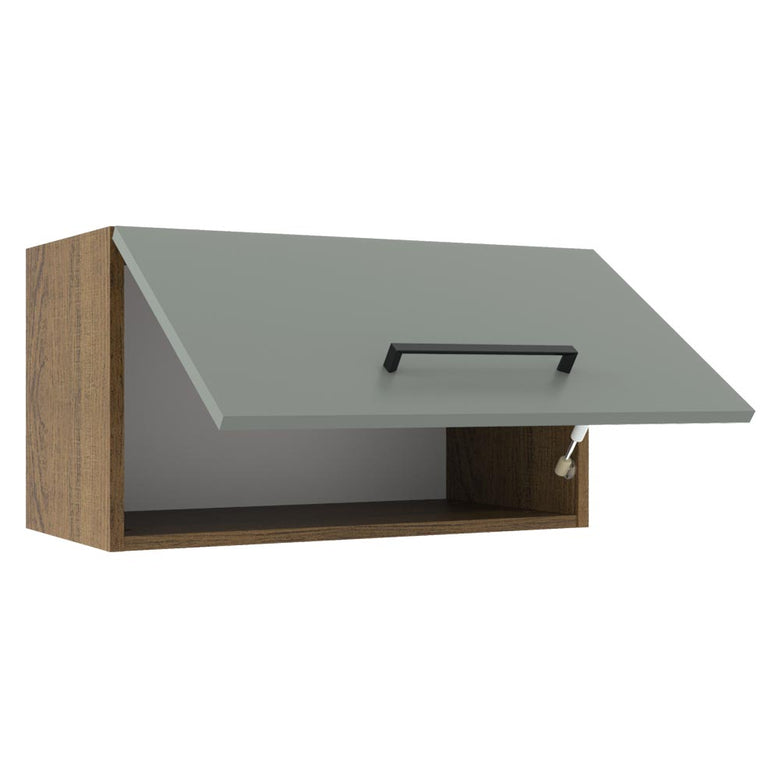 Armário Aéreo Madesa Agata 60 cm 1 Porta Basculante Rustic/Cinza