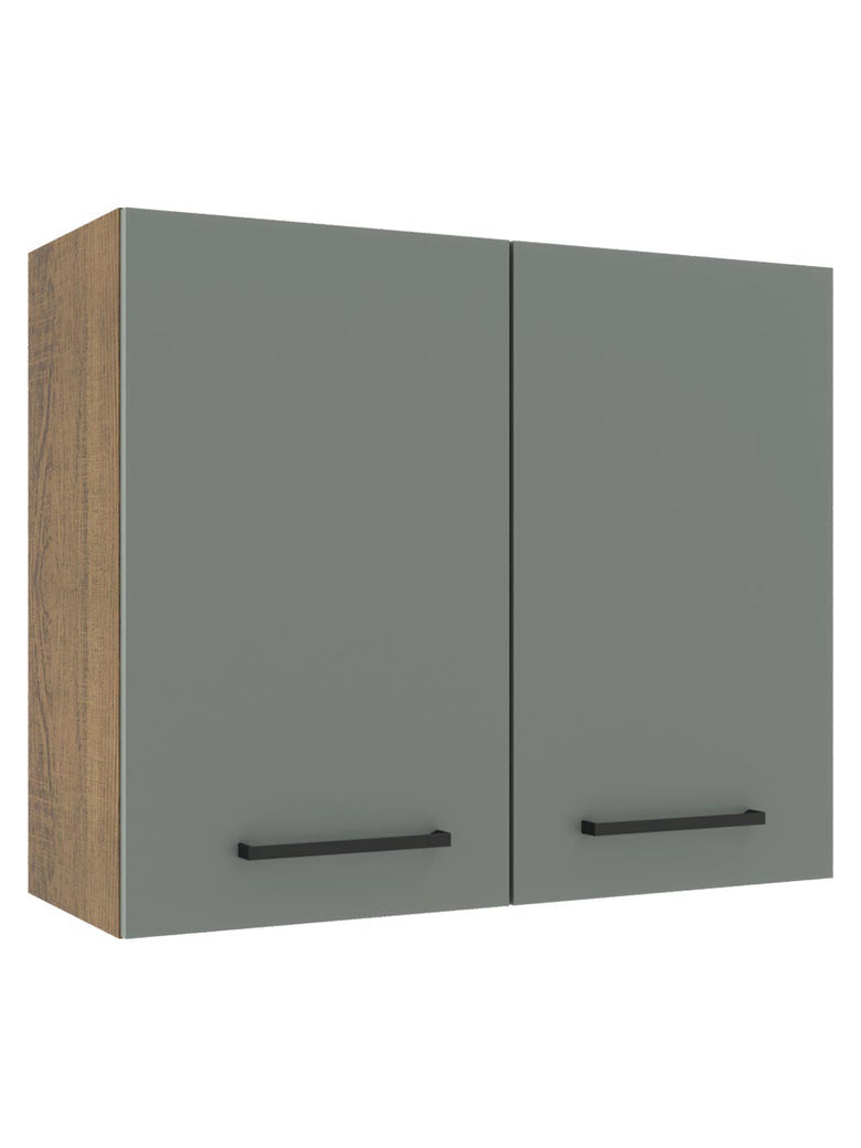 Armário Aéreo Madesa Agata 80 cm 2 Portas Rustic/Cinza