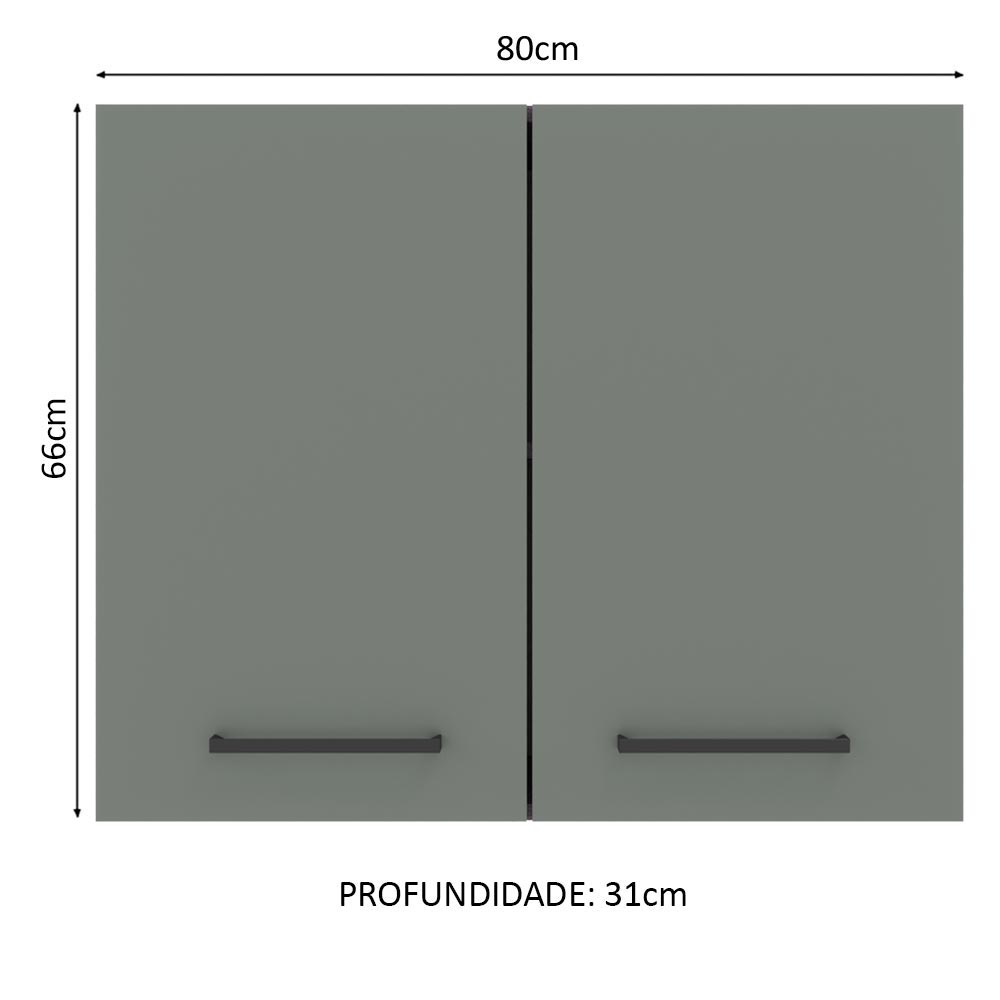 Armário Aéreo Madesa Agata 80 cm 2 Portas Rustic/Cinza - Rustic/Cinza