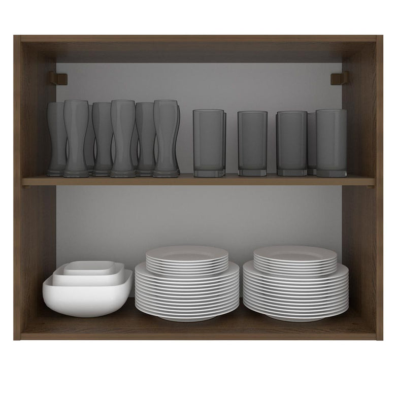 Armário Aéreo Madesa Agata 80 cm 2 Portas Rustic/Cinza