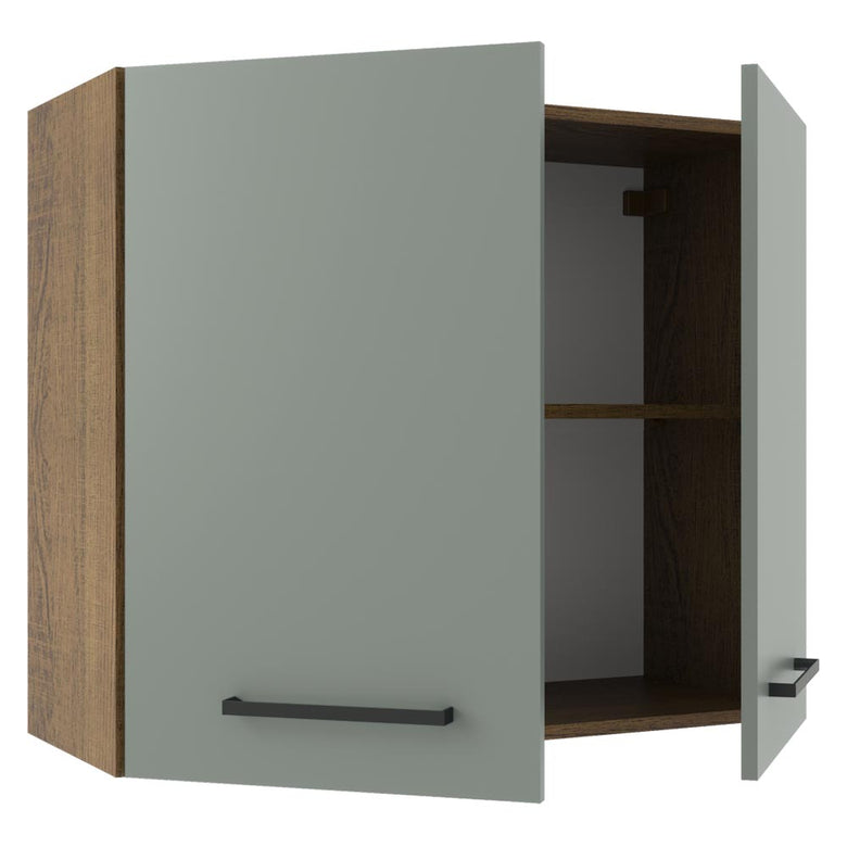 Armário Aéreo Madesa Agata 80 cm 2 Portas Rustic/Cinza