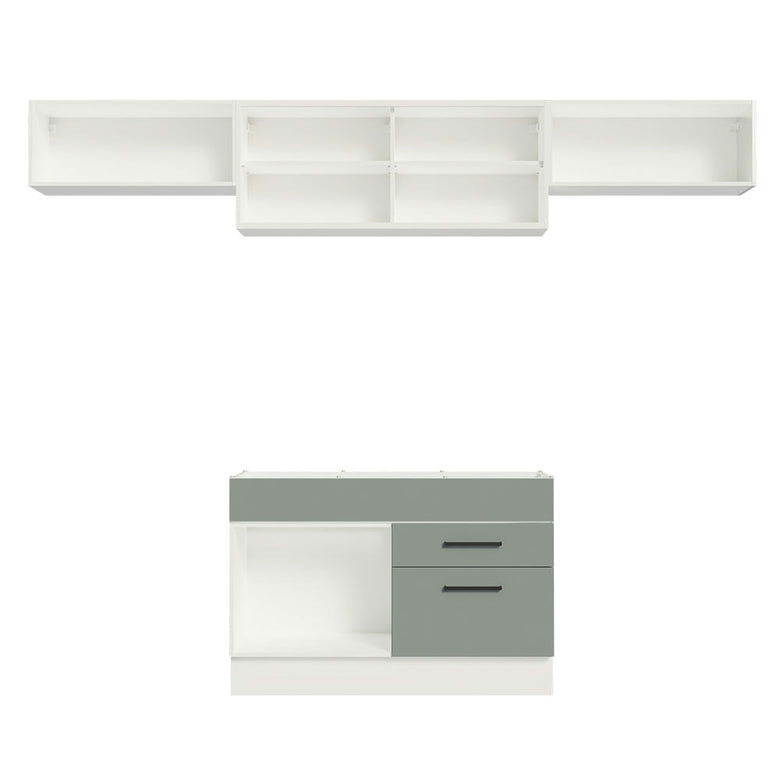 Armário de Cozinha Compacta 280cm Branco/Cinza Agata Madesa 01