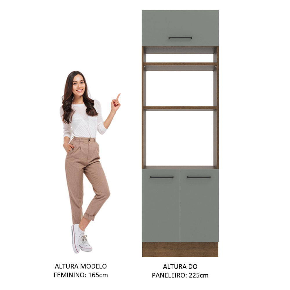 Torre Quente Madesa Agata 70 cm 3 Portas Rustic/Cinza