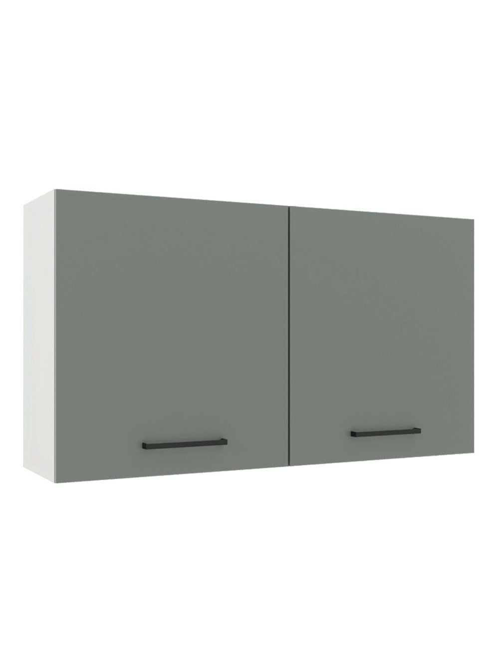 Armário Aéreo Madesa Agata 120 cm 2 Portas Branco/Cinza - Branco/Cinza