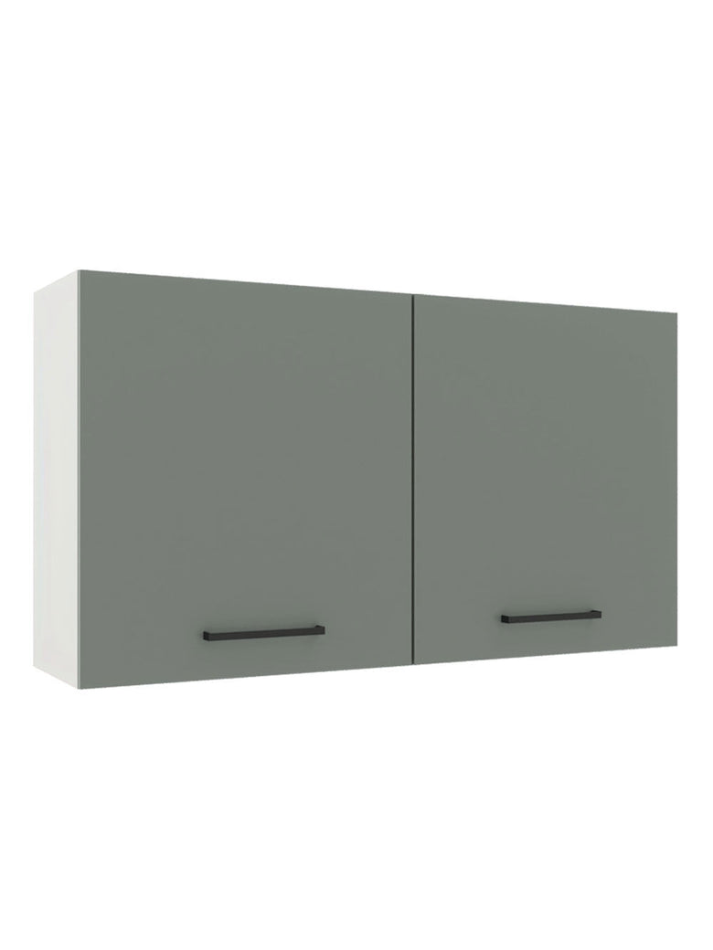 Armário Aéreo Madesa Agata 120 cm 2 Portas Branco/Cinza