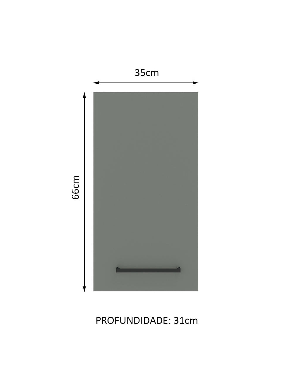 Armário Aéreo Madesa Agata 35 cm 1 Porta Branco/Cinza - Branco/Cinza