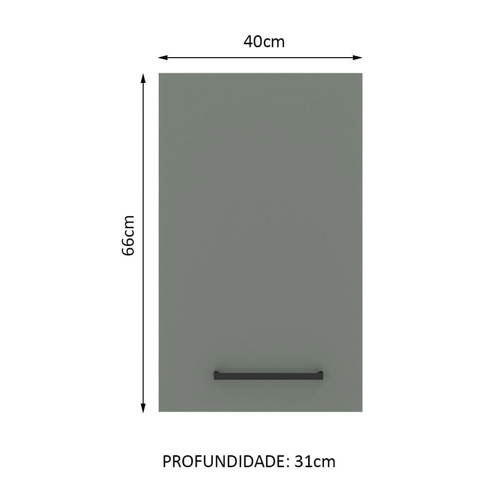 Armário Aéreo Madesa Agata 40 cm 1 Porta Branco/Cinza - Branco/Cinza