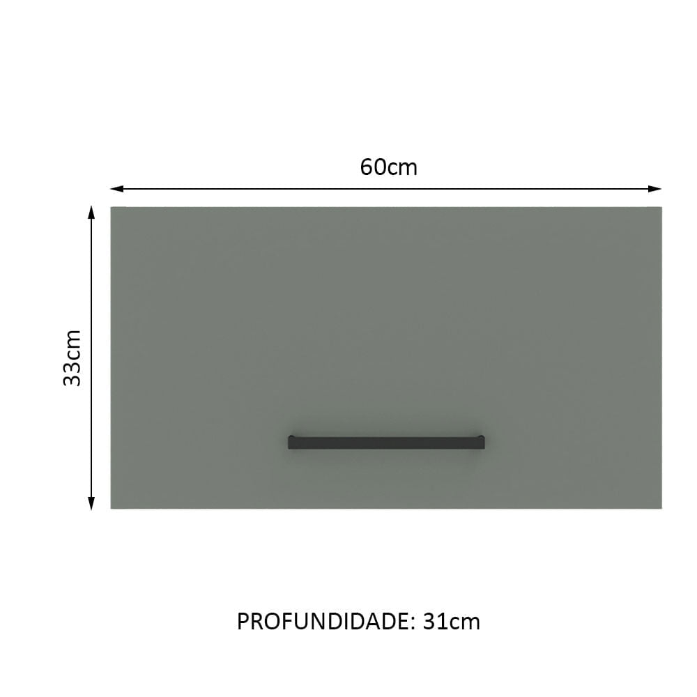 Armário Aéreo Madesa Agata 60 cm 1 Porta Basculante Branco/Cinza - Branco/Cinza
