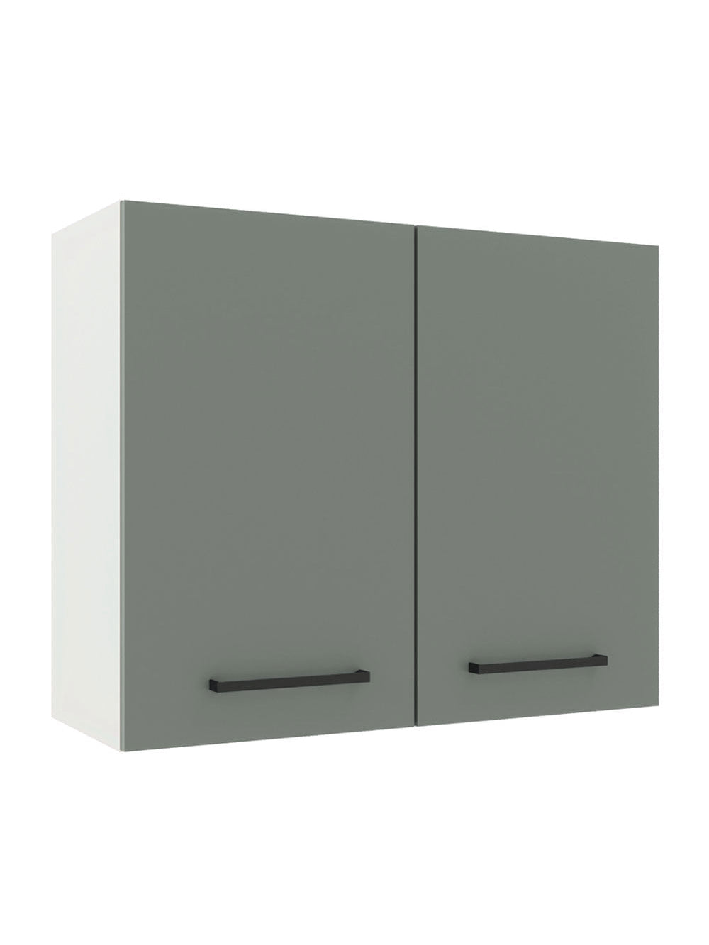 Armário Aéreo Madesa Agata 80 cm 2 Portas Branco/Cinza - Branco/Cinza