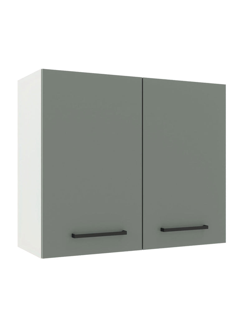 Armário Aéreo Madesa Agata 80 cm 2 Portas Branco/Cinza