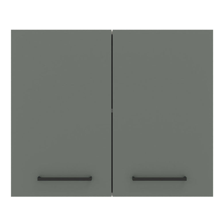 Armário Aéreo Madesa Agata 80 cm 2 Portas Branco/Cinza