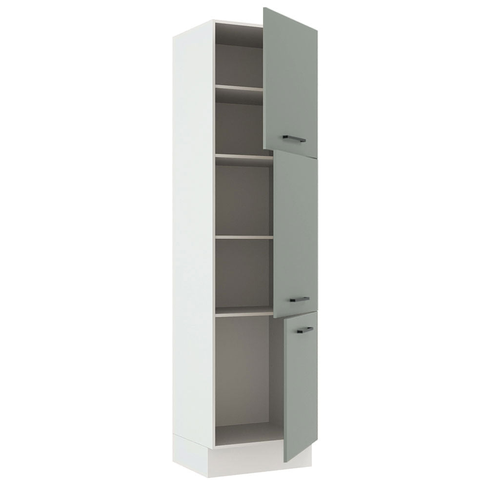 Paneleiro Madesa Agata 60 cm 3 Portas Branco/Cinza