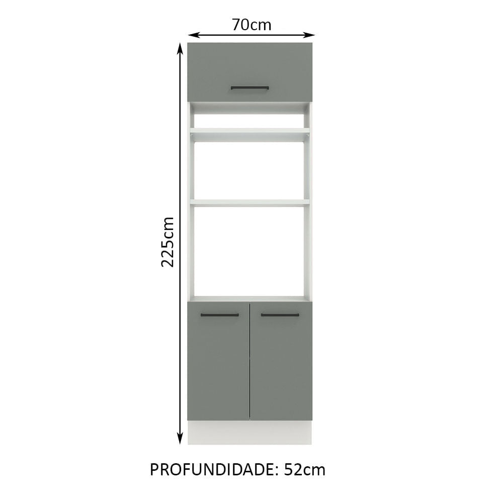 Torre Quente Madesa Agata 70 cm 3 Portas Branco/Cinza - Branco/Cinza