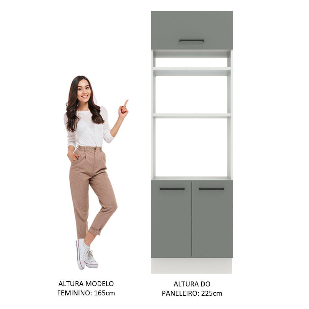 Torre Quente Madesa Agata 70 cm 3 Portas Branco/Cinza