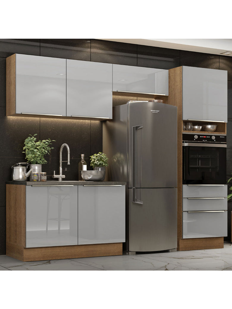 Armário de Cozinha Completa 260cm Rustic/Cinza Lux Madesa 05