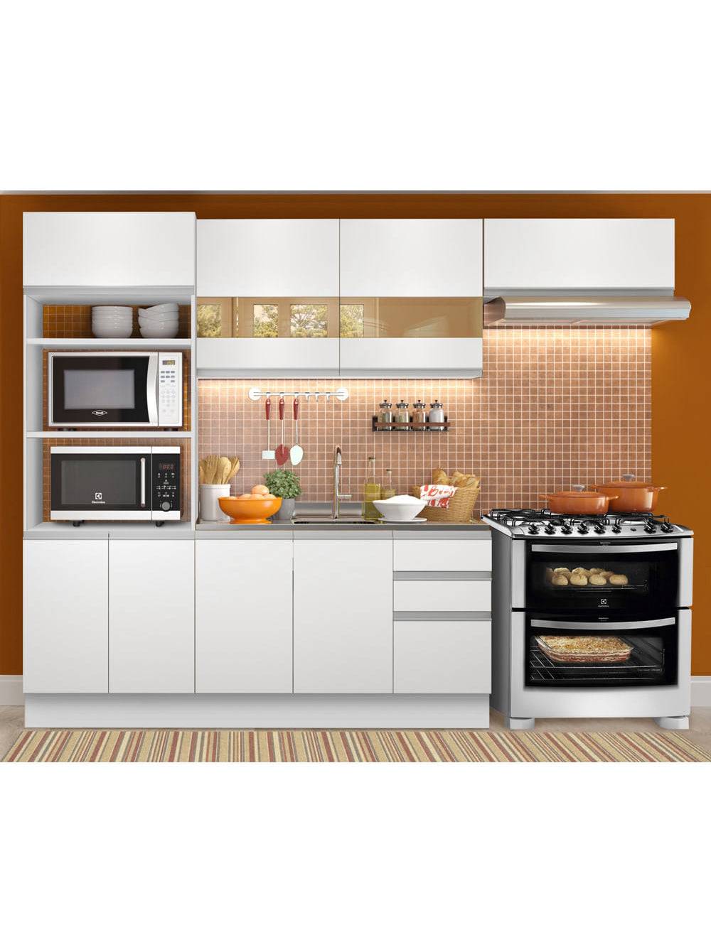 Armário de Cozinha Completa 270cm Branco Marselha Madesa 01 - Branco