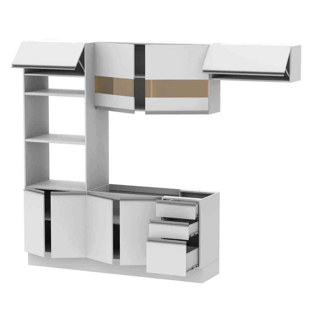 Armário de Cozinha Completa 270cm Branco Marselha Madesa 01